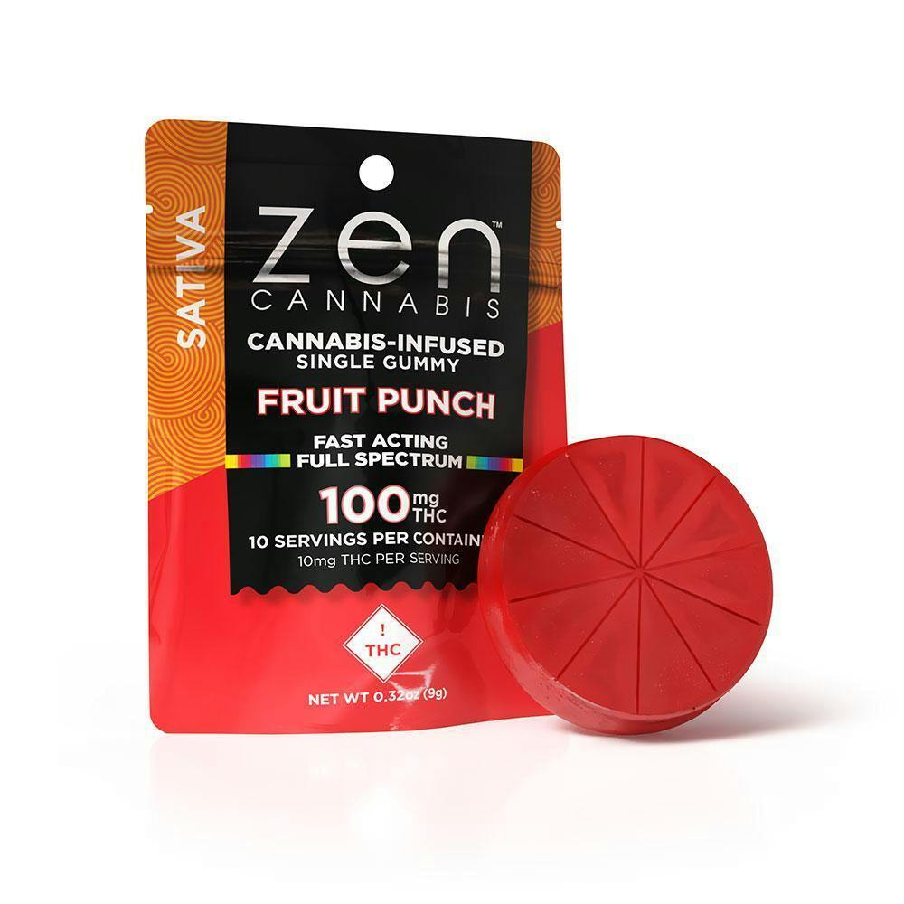 ZEN Gummies - Single Fruit Punch (Sativa) 100mg