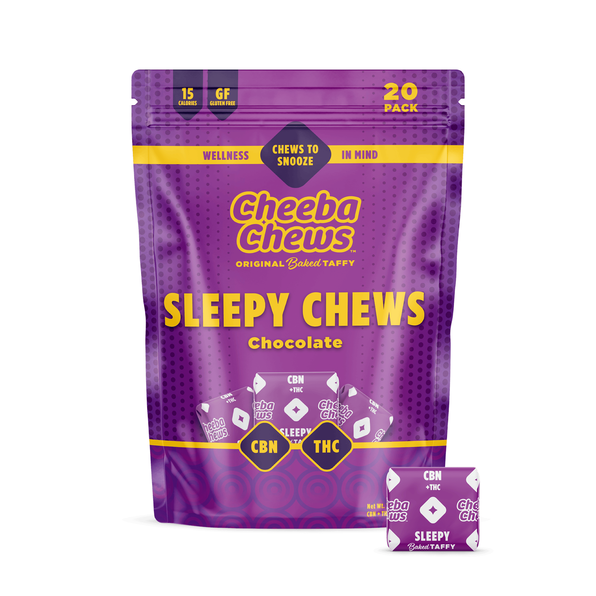 Cheeba Chews - Chocolate Sleepy Chews Taffy | 500mg THC : 500mg CBN w/Melatonin