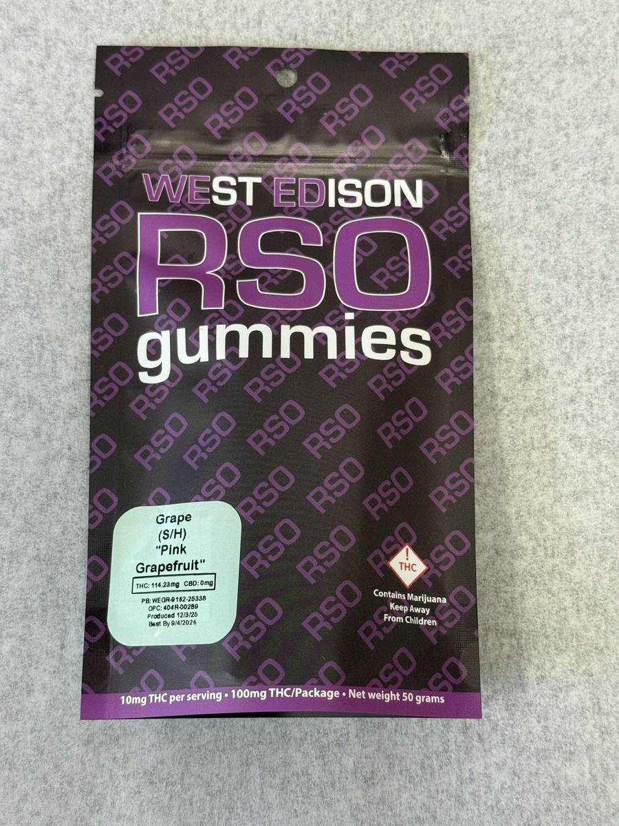 (REC) West Edison RSO Gummies 100mg - Grape (Grapefruit)