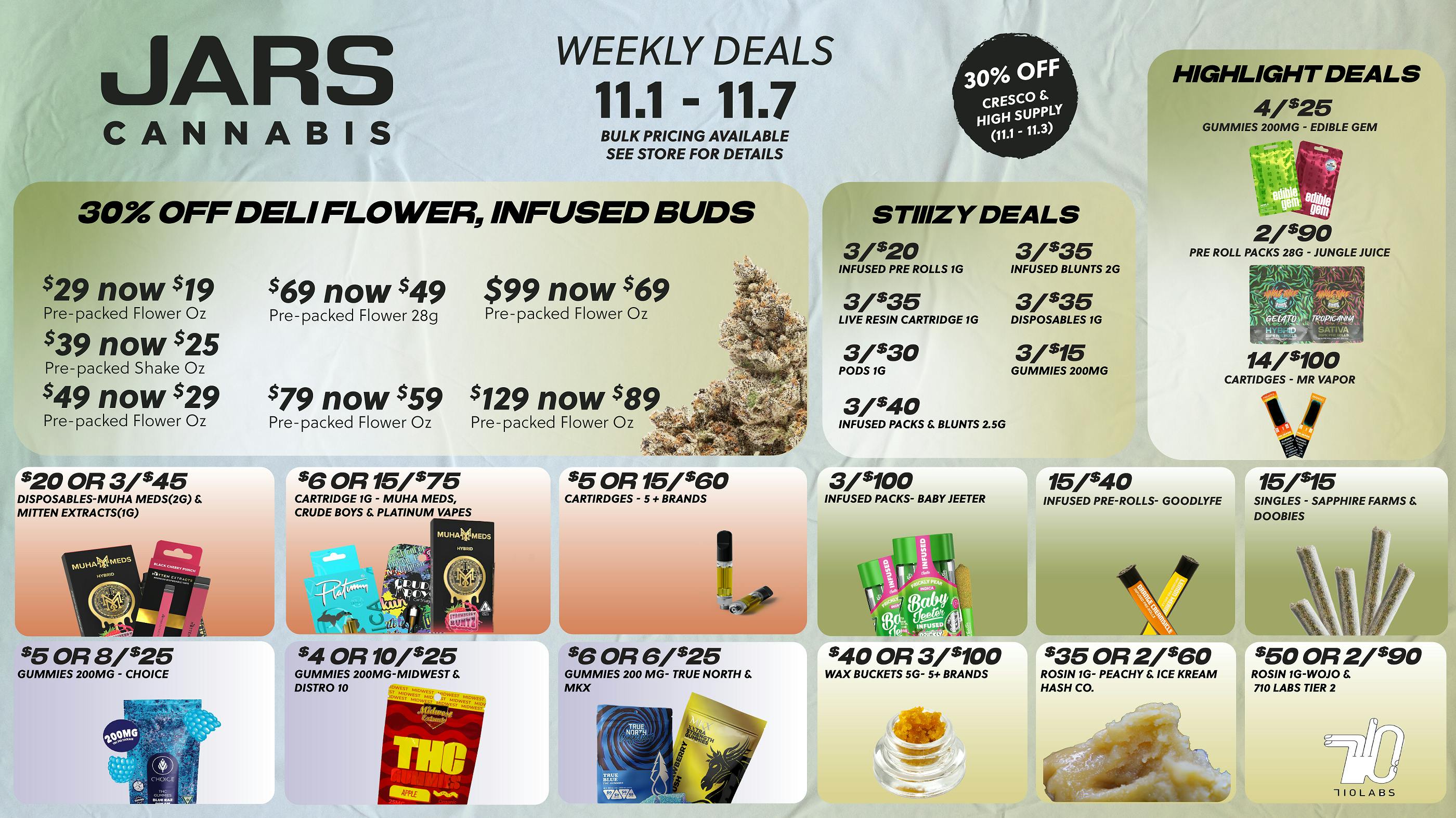 JARS Cannabis Weekly Deals at JARS Cannabis Monroe Weedmaps