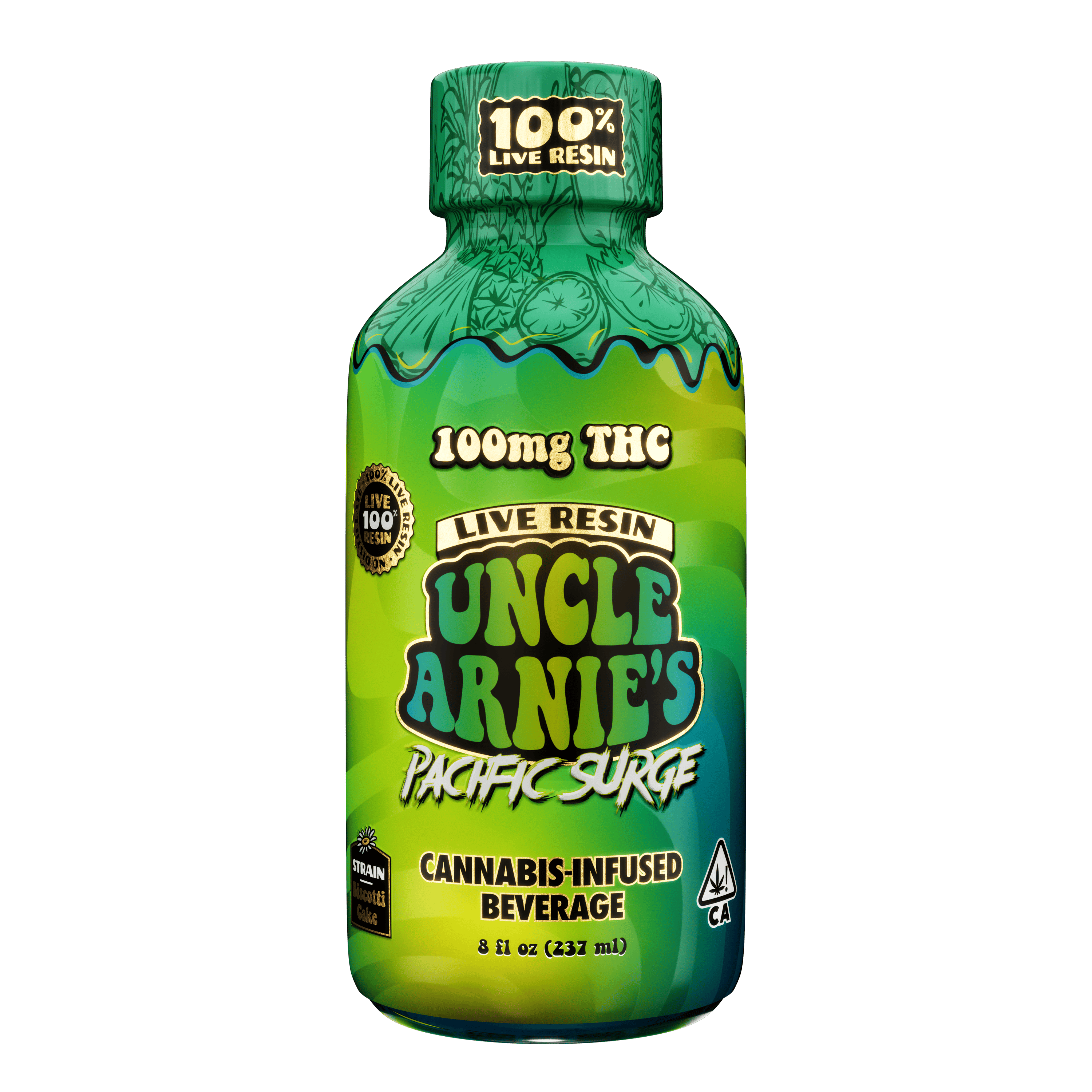 KB - UNCLE ARNIES - LIVE RESIN BEVERAGE - PACIFIC SURGE - 100MG