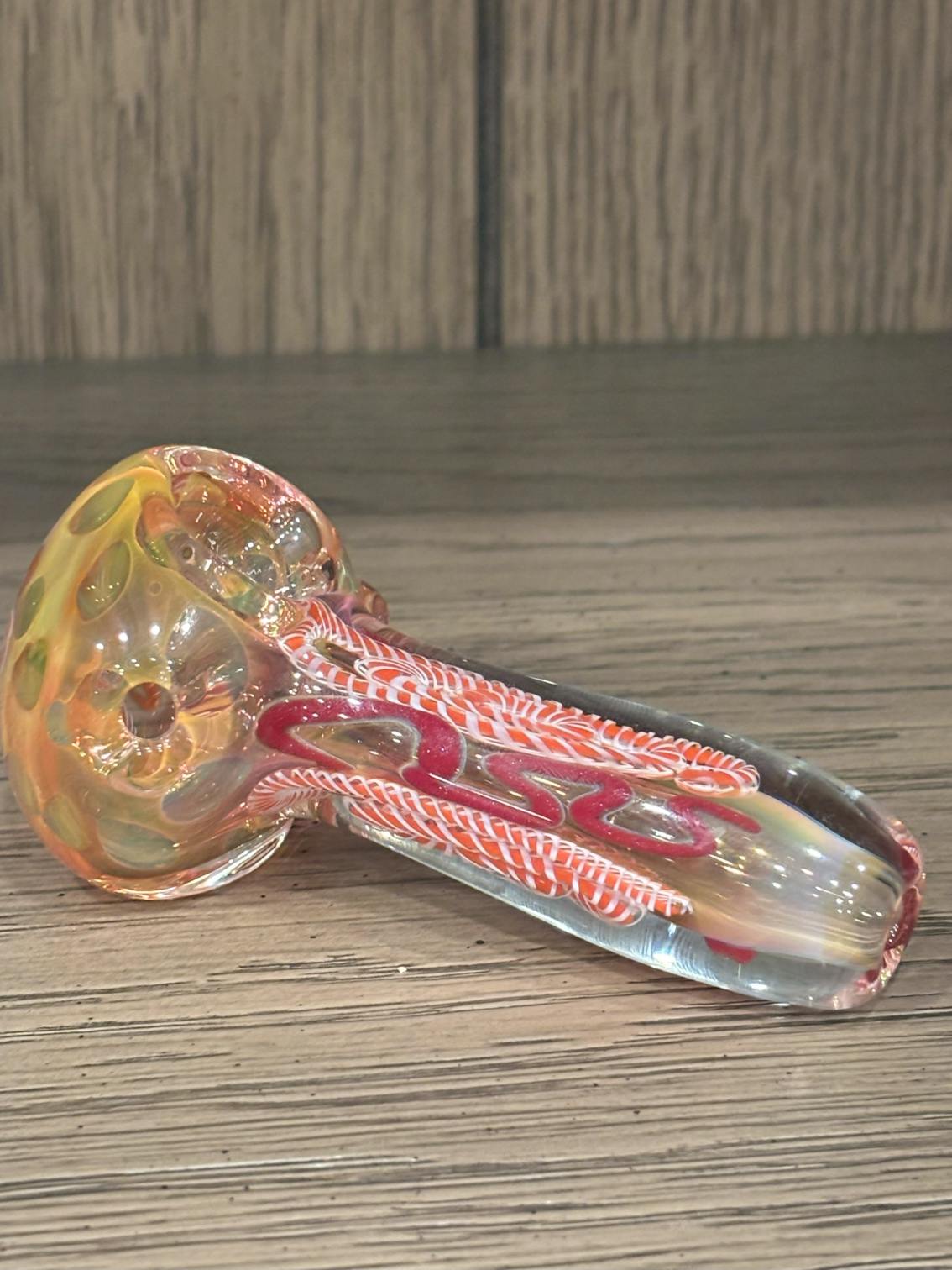 Adk Glass Pipe Pink W/ Line Work