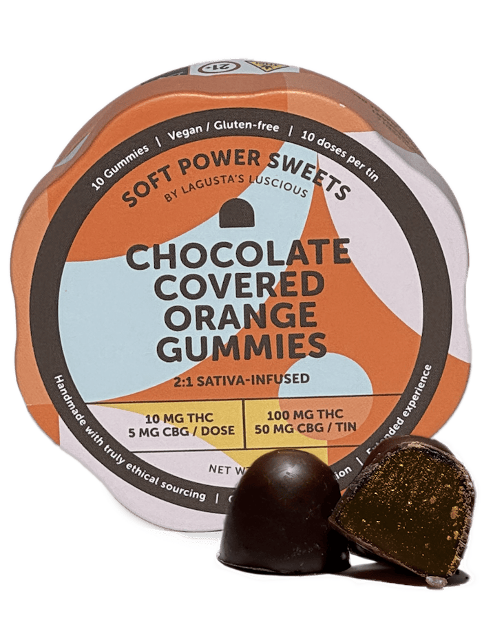 Chocolate Coverage Orange Soft Gummies