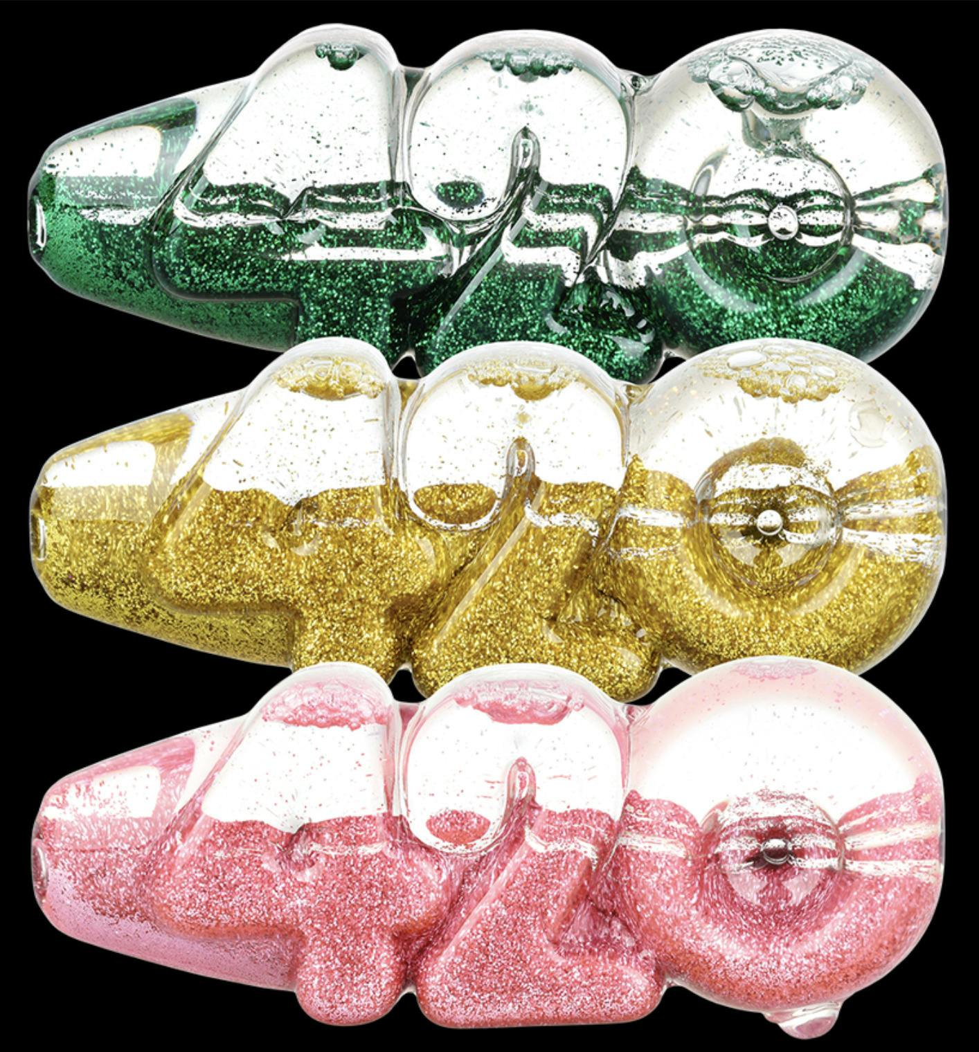Glitter 420 Glycerin Glass Hand Pipe (4.25")