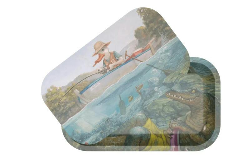 "Gone Fishing" Rolling Tray w/ Magnetic Cover by Joaquin Carreno
