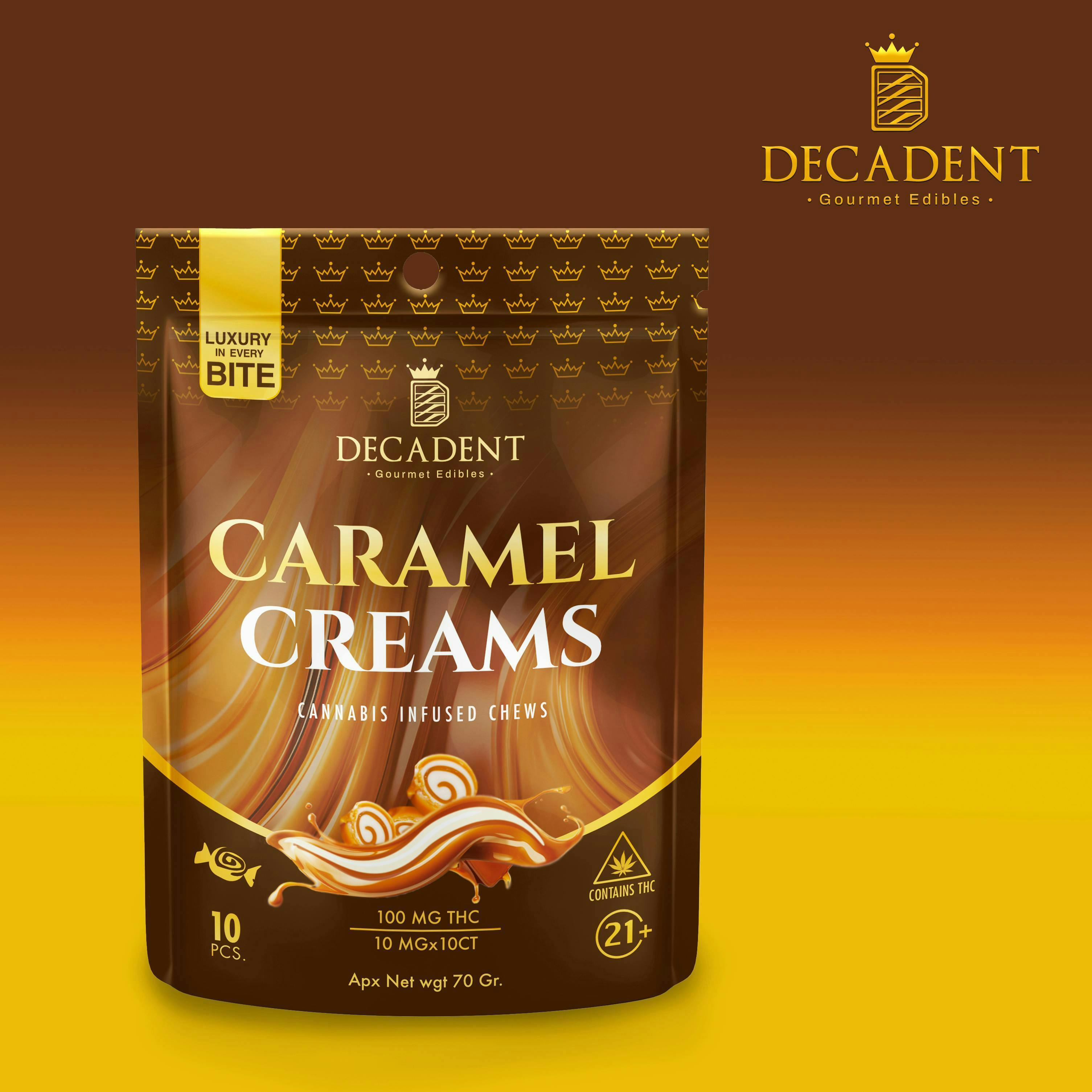 Decadent Candy Chews 100 MG Caramel Creams