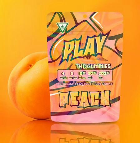 PLAY Peach Gummies at Higher Love Cannabis Dispensary Munising