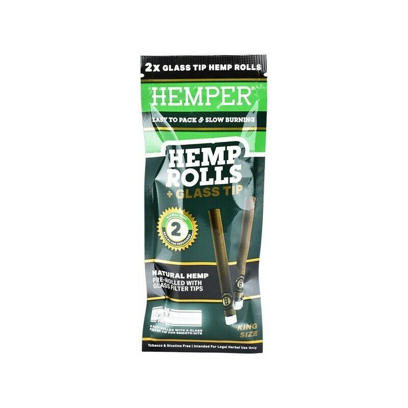 Hemper: Accessories | Hemp King Size Cones with Glass Tips | 2pk