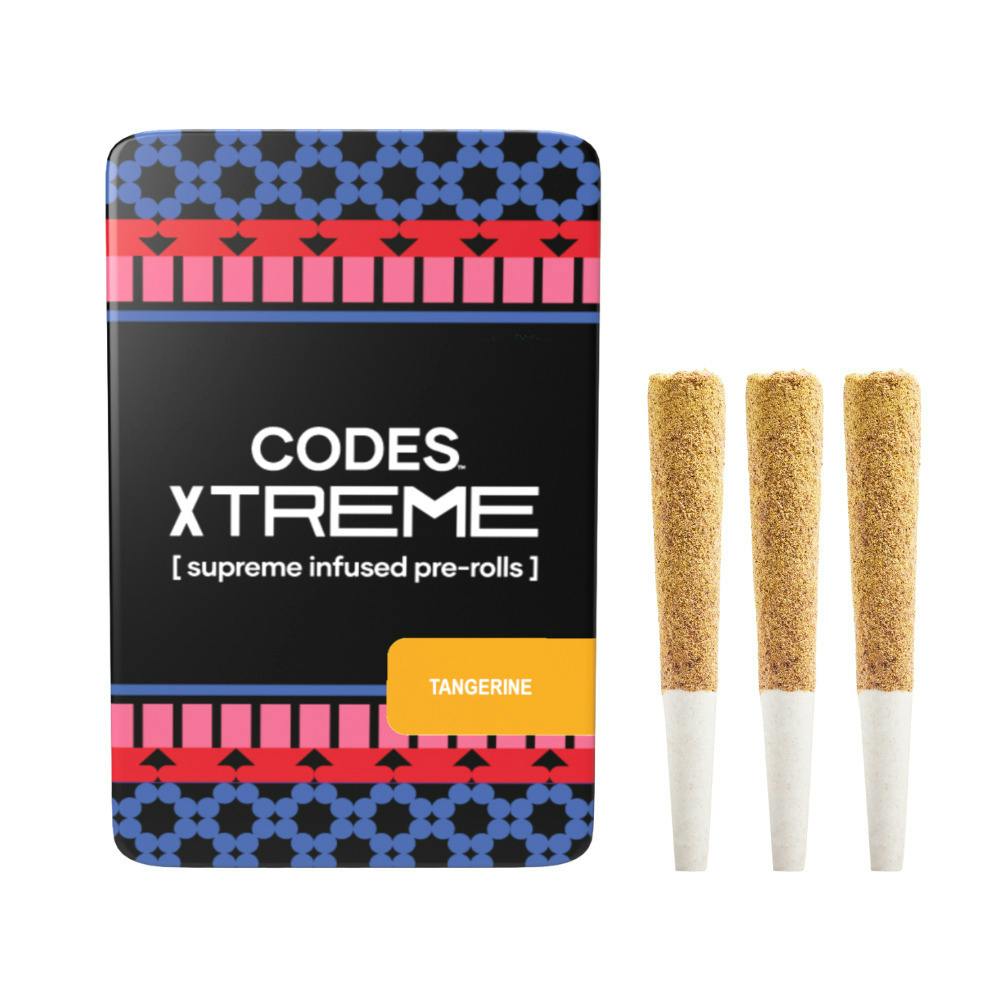 Codes: Infused Pre-Roll Pack | Tangerine x Jealousy Split | Xtreme J's | 0.7g | 3pk at Good Day Farm Jennings Dispensary