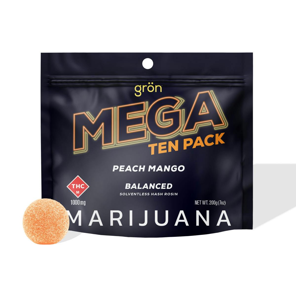 Gron: Hash Rosin Mega Pearl | Peach Mango | Hybrid | 1000mg | 10pk