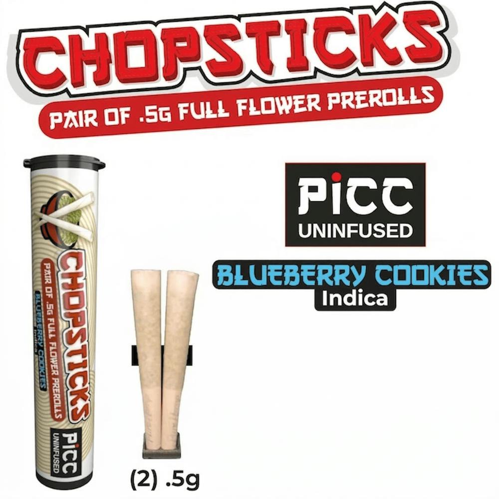 CHOPSTICKS | PREROLL | 2PK - .5G | 1G | - BLUEBERRY COOKIES | INDICA
