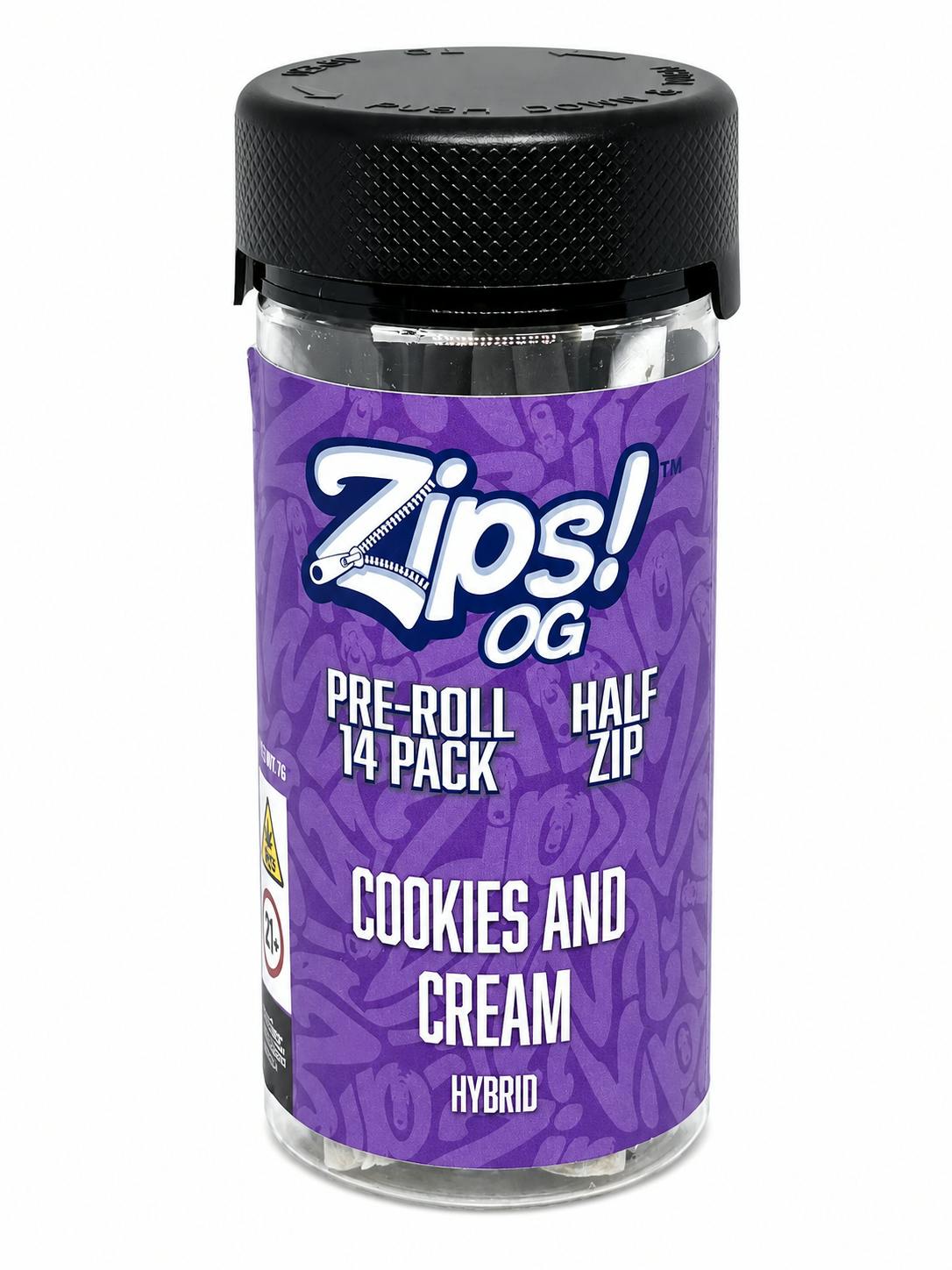 ZIPS | Preroll | 14 Pack | Cookies and Cream | 14g | hybrid