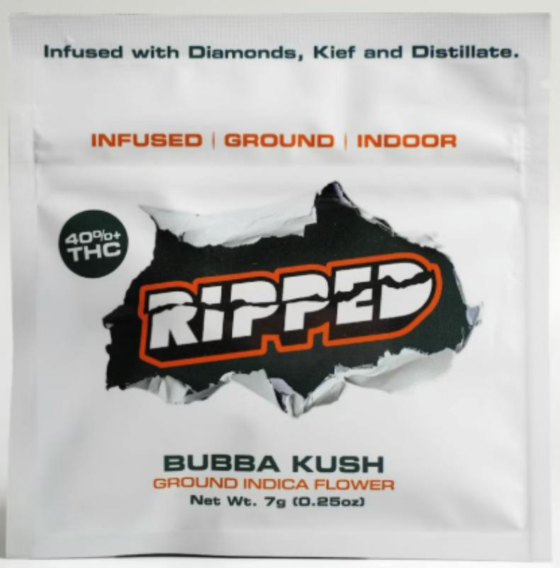 RIPPED | FLOWER | INFUSED PRE GROUND | 7G - BUBBA KUSH | HYBRID