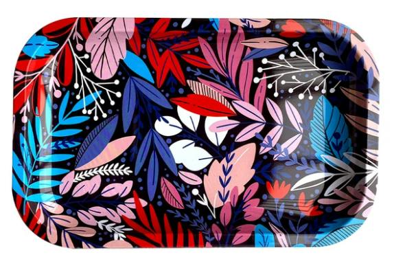 Rolling Tray - MD 6.25" x 10.75" - Indigo Flowers