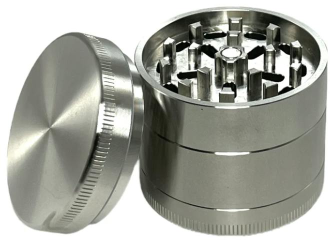 Kryptonix 50mm 4 Part Stainless Steel Grinder - Silver