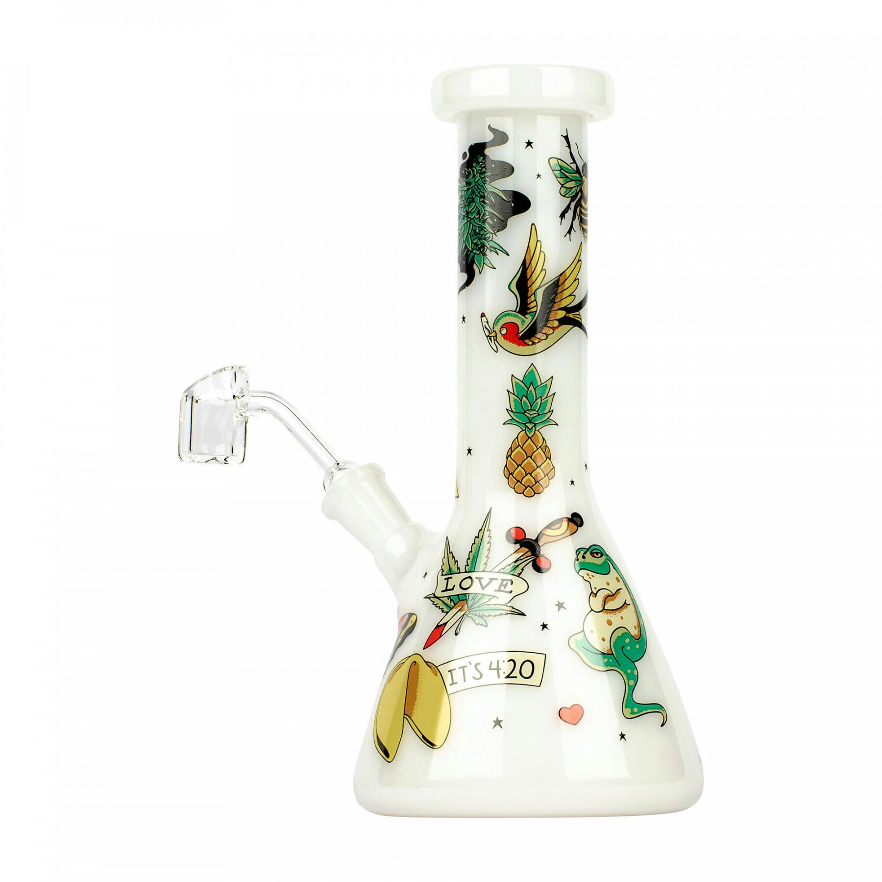 Red Eye Glass - 8.5" Tattoo Concentrate Beaker - White