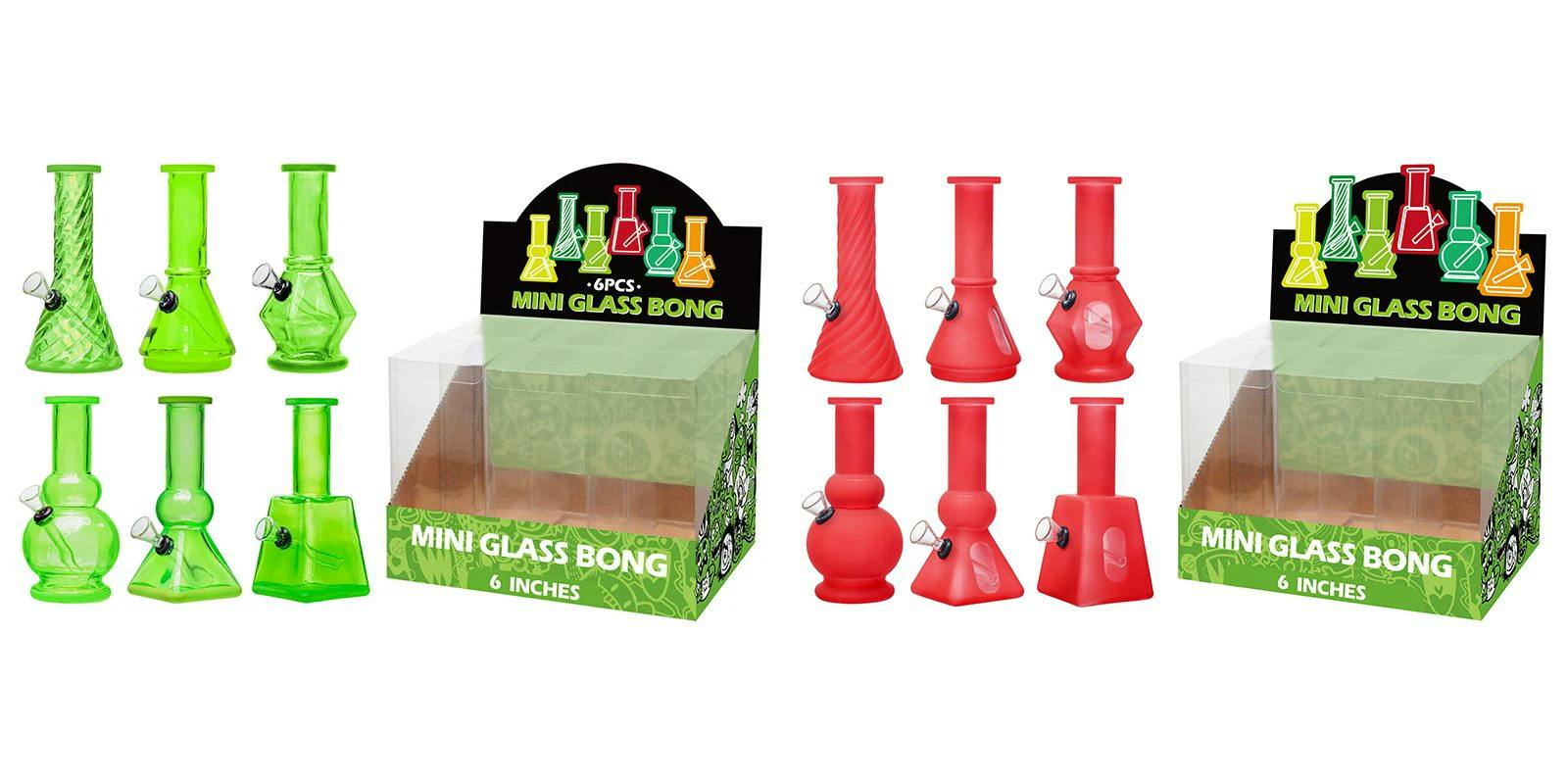 6″ 5MM Glass Bong, Assorted Designs