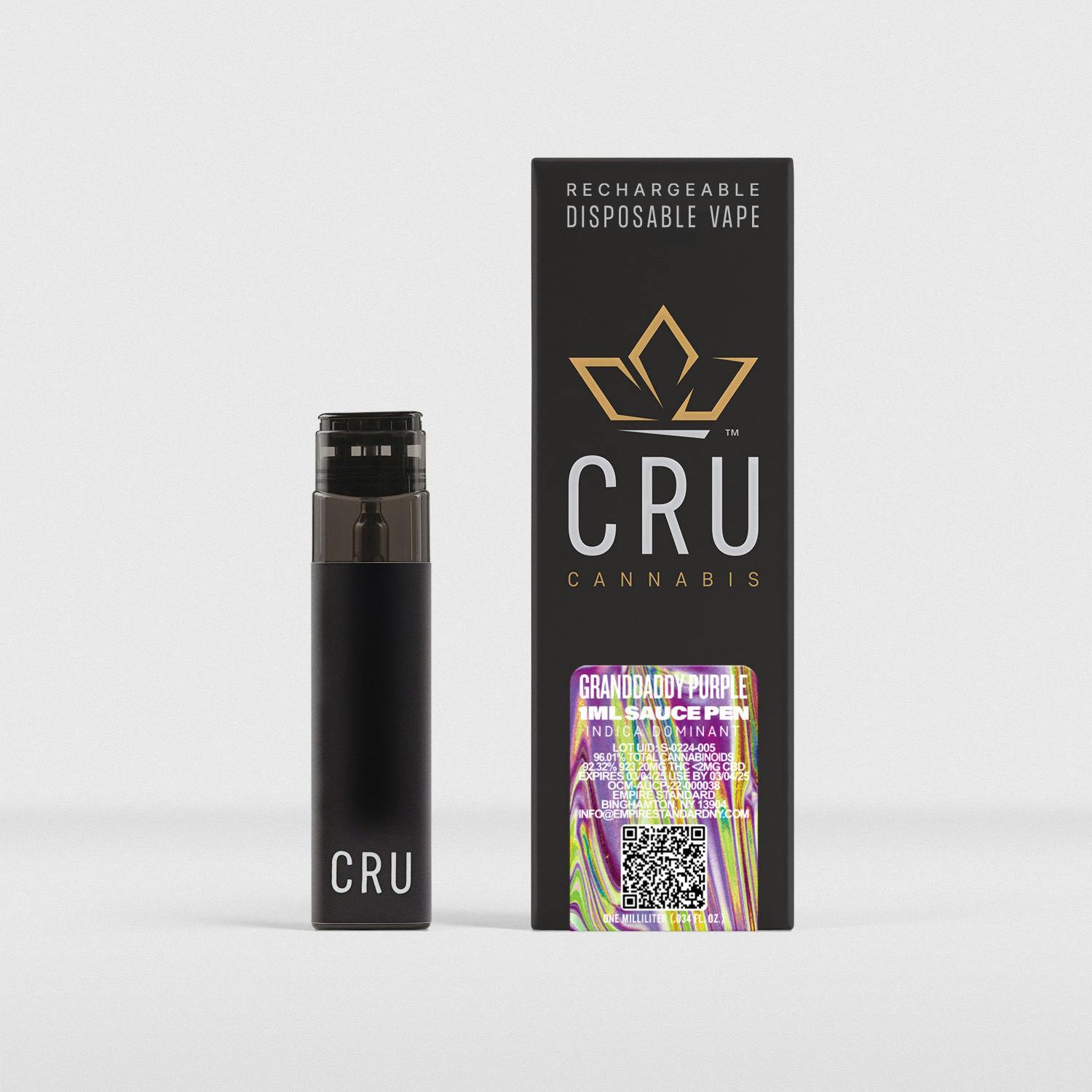 CRU | Granddaddy Purple | 1g Sauce All-in-One Vape (Indica)