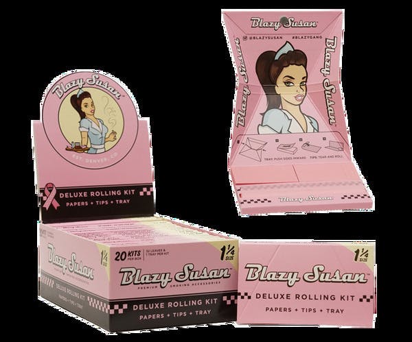 Blazy Susan Deluxe Rolling Kit | Pink 1 1/4" at Star Buds Medical Cannabis Dispensary Greenwood
