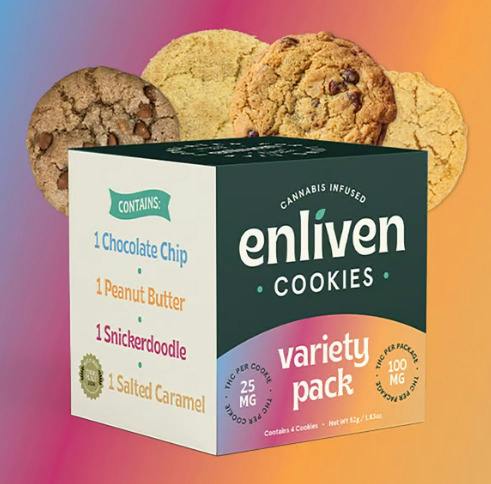 ENLIVEN VARIETY 4PK COOKIES 100MG