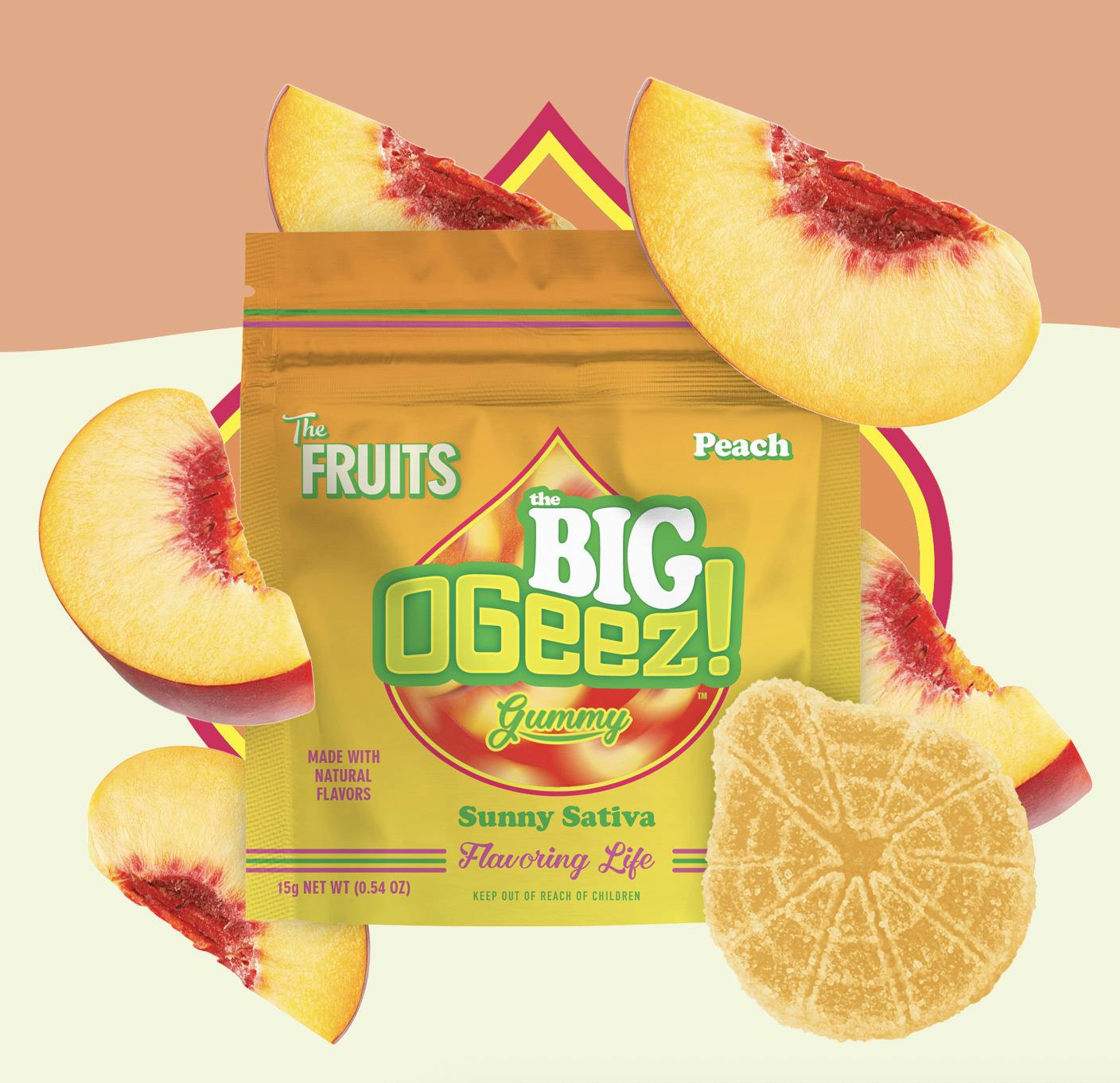 OGEEZ BIG PEACH FRUIT 1PK GUMMY 50MG