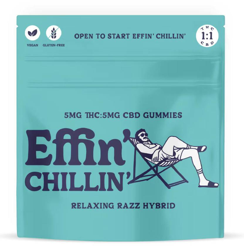 EFFIN' CHILLIN RELAXING RAZZ 1:1 CBD 10PK GUMMIES 100MG