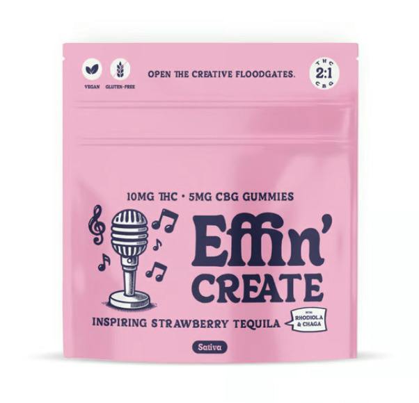 EFFIN' CREATE INSPIRING STRAWBERRY TEQUILA 2:1 THC:CBG 10PK GUMMIES 100MG