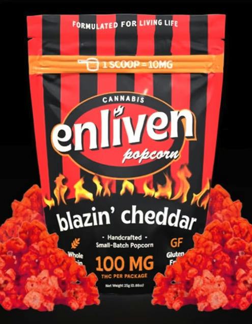 ENLIVEN BLAZIN' CHEDDAR POPCORN 100MG