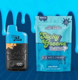 STICKY GREENS BLUE RAZZLEBERRY DRIPBAR LIQUID DIAMONDS DISPOSABLE 2G