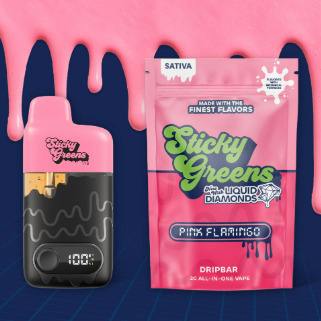STICKY GREENS PINK FLAMINGO DRIPBAR LIQUID DIAMONDS DISPOSABLE 2G