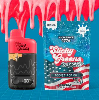 STICKY GREENS ROCKET POP OG DRIPBAR LIQUID DIAMONDS DISPOSABLE 2G