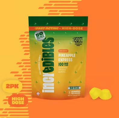 INCREDIBLES PINEAPPLE EXPRESS FAST ACTING 2PK GUMMIES 100MG