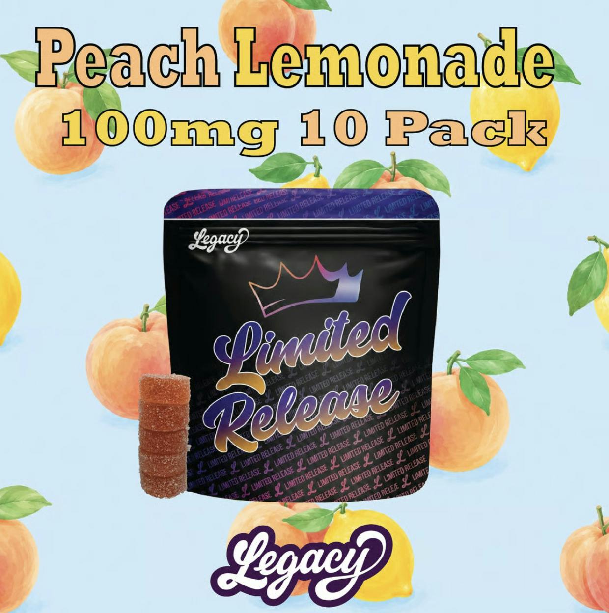 LEGACY PEACH LEMONADE 10PK LIVE ROSIN GUMMIES 100MG
