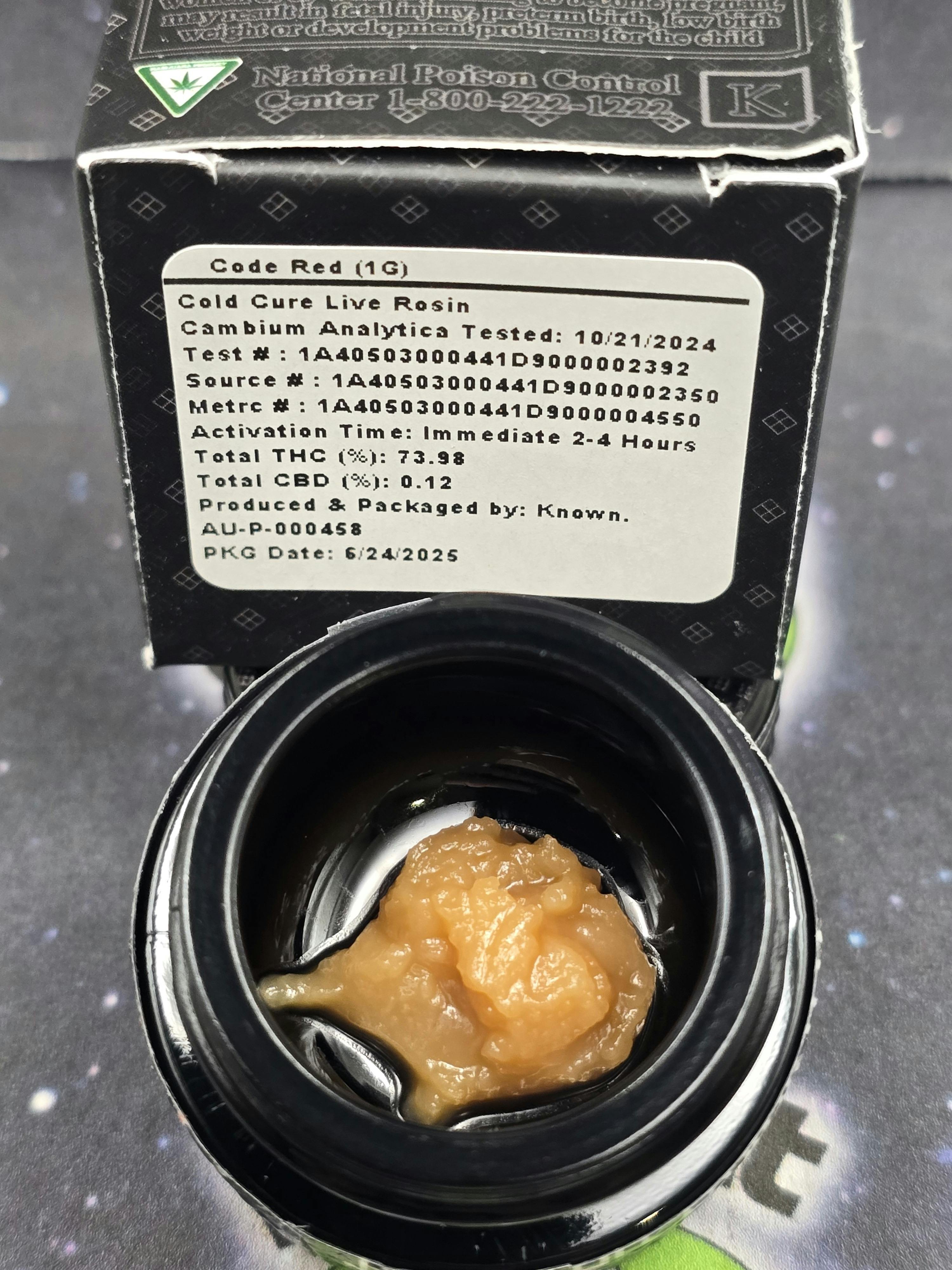 Known | Code Red | 1g Live Rosin