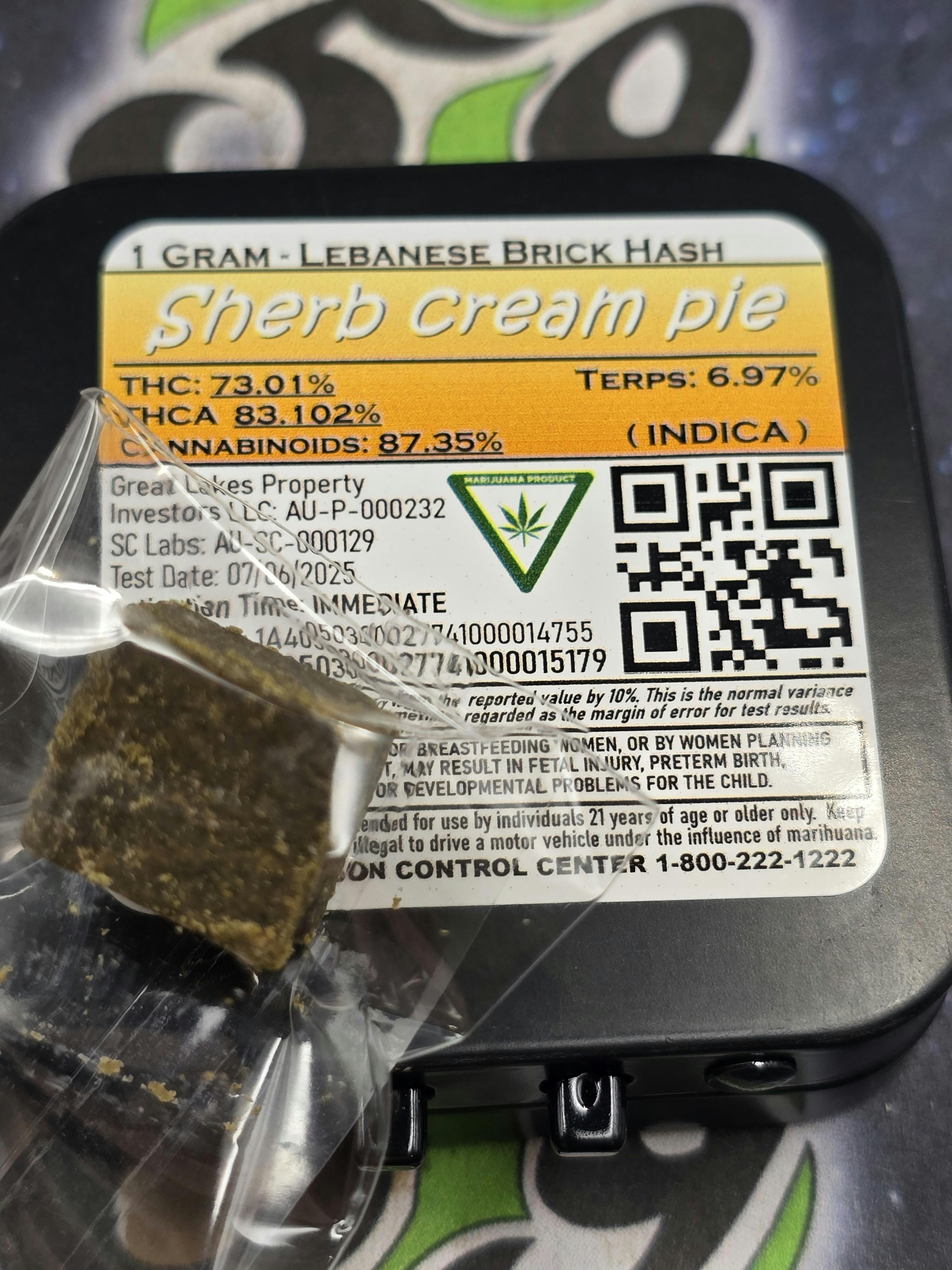 Old School Hash | Sherb Cream Pie | 1g Brick Hash