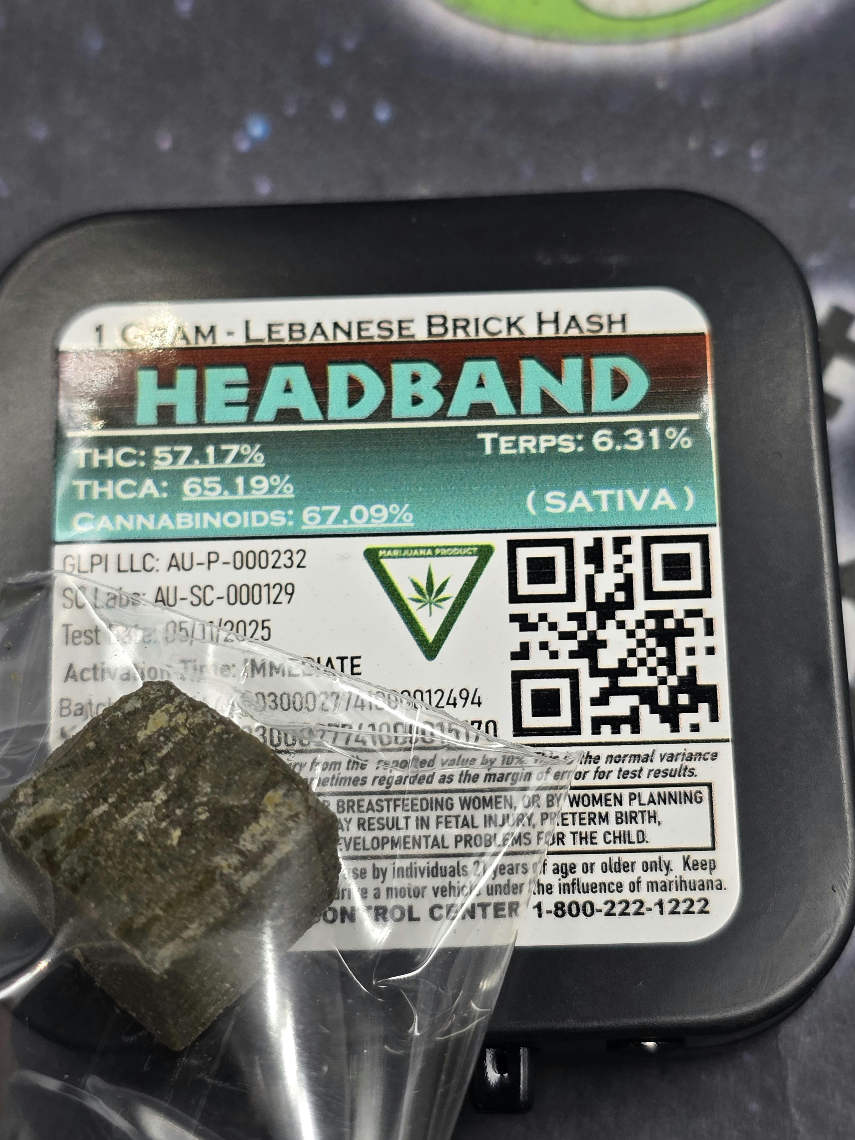 Old School Hash | Headband | 1g Brick Hash