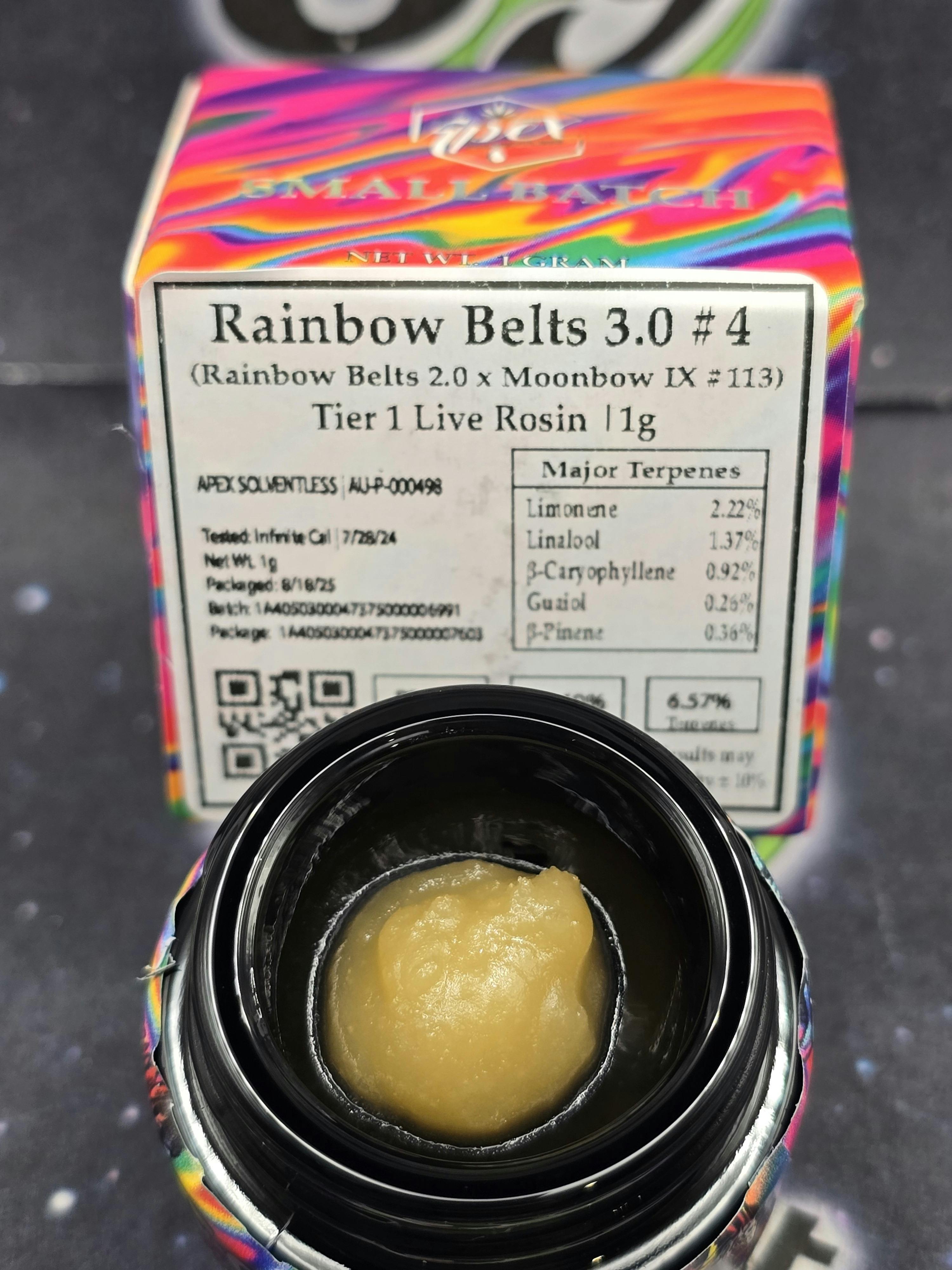 Apex Solventless | Rainbow Belts 3.0 #4 | 73-119u | 1g Hash Rosin