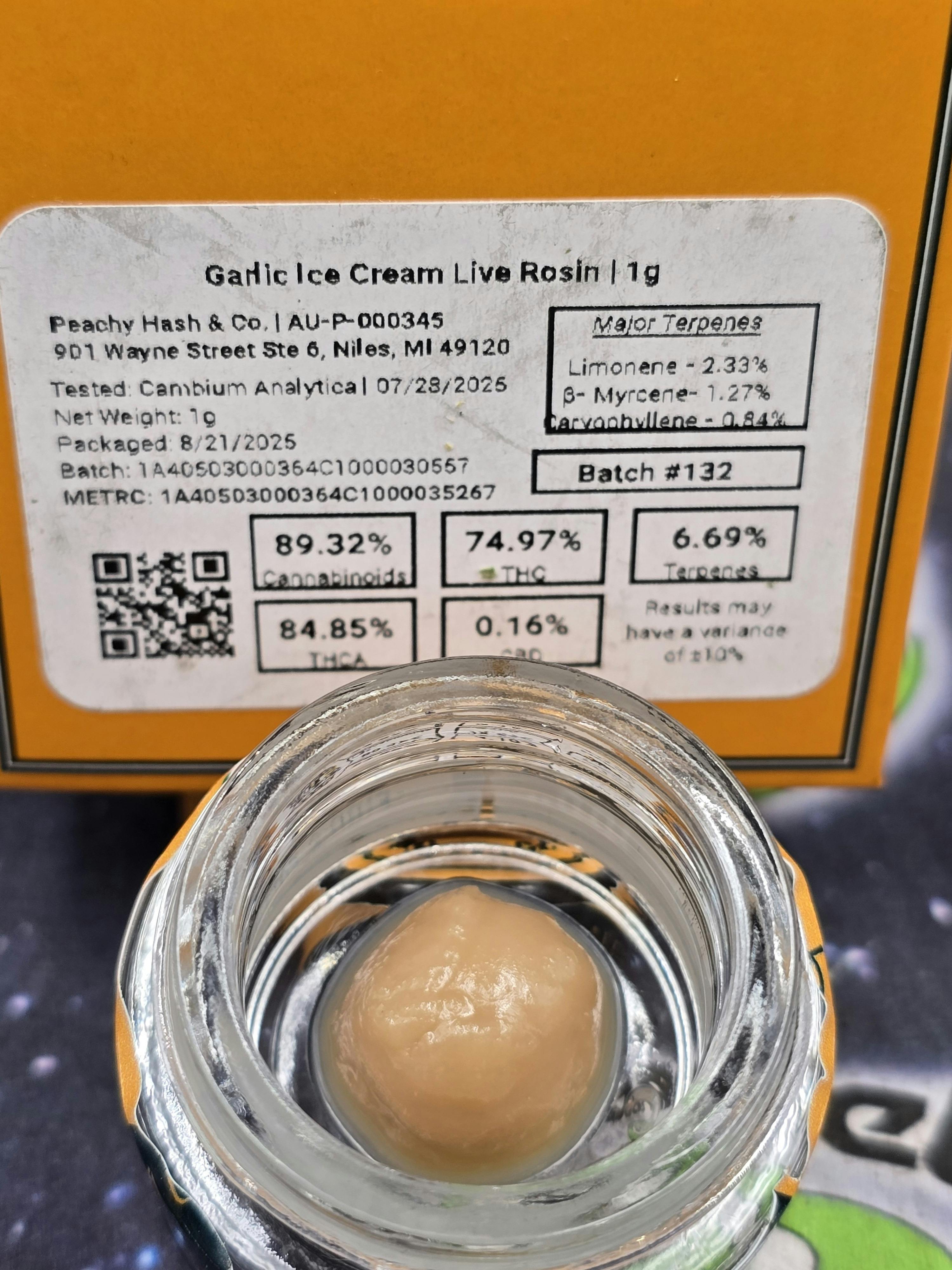 Peachy | Garlic Ice Cream | 1g Hash Rosin