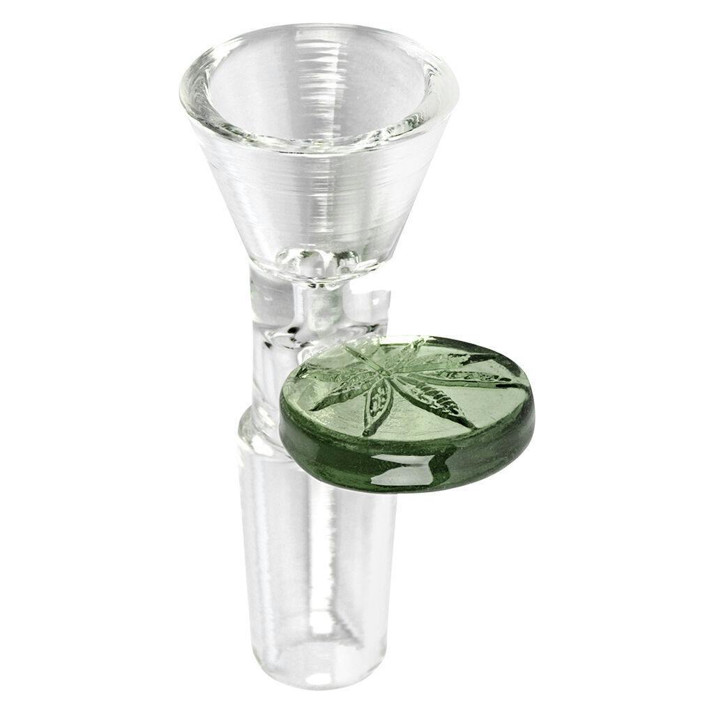 Red Eye Glass - 14mm Cone Pull-Out with Leaf - 14mm - Green