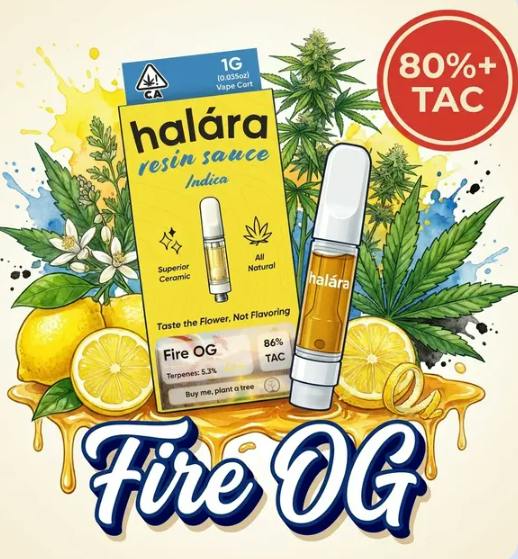 Halara - Fire OG - Indica - Live Resin Sauce Cartridge - 1g