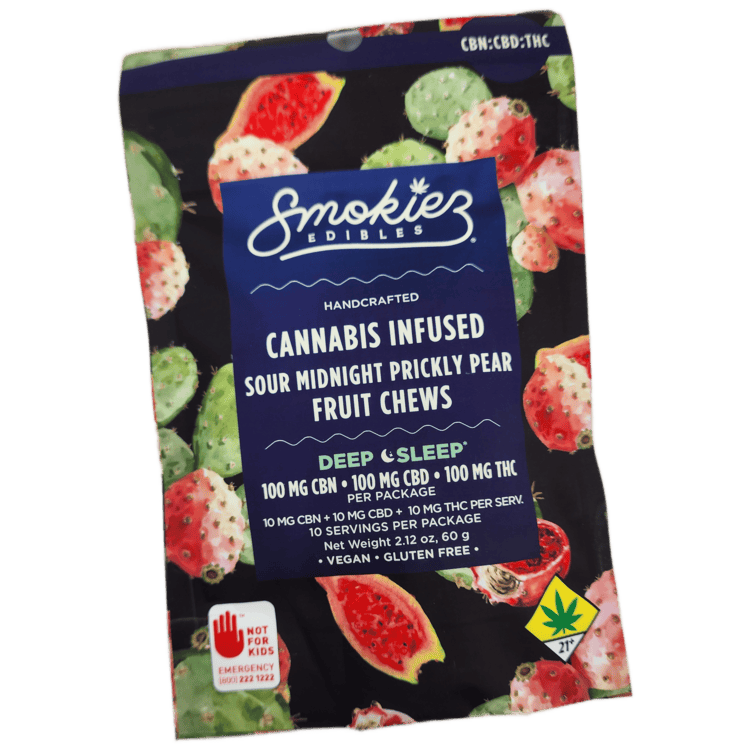 Smokiez Fruit Chews Sour Midnight Prickly Pear 1:1:1 THC:CBD:CBN