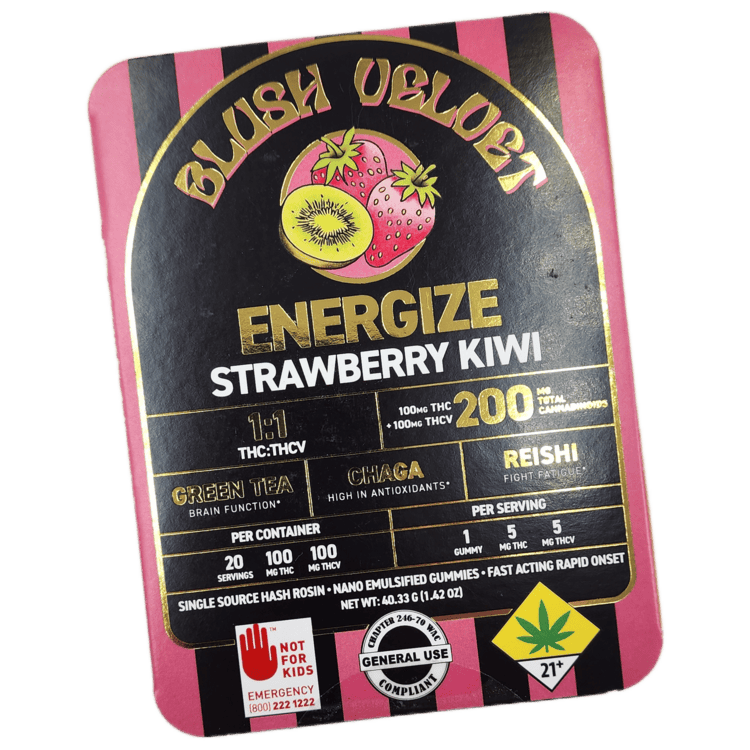 Blush Velvet Gummies Energy Strawberry Kiwi 1:1 THC:THCV