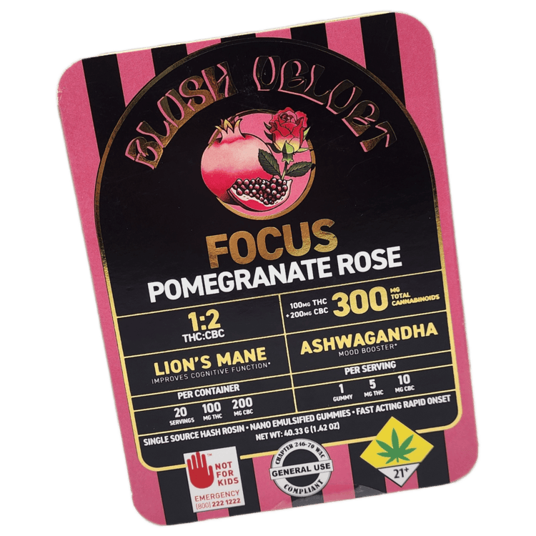 Blush Velvet Gummies Focus Pom Rose 1:2 THC:CBC