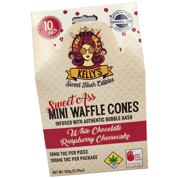 Kelly's Mini Waffle Cones White Chocolate Raspberry 10mg THC
