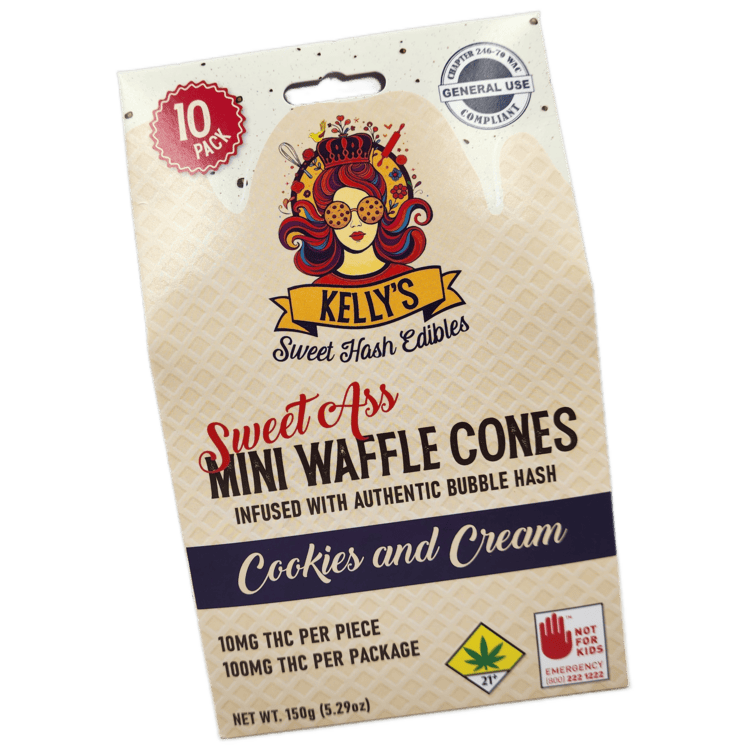 Kelly's Mini Waffle Cones Cookies N Cream 100mg THC