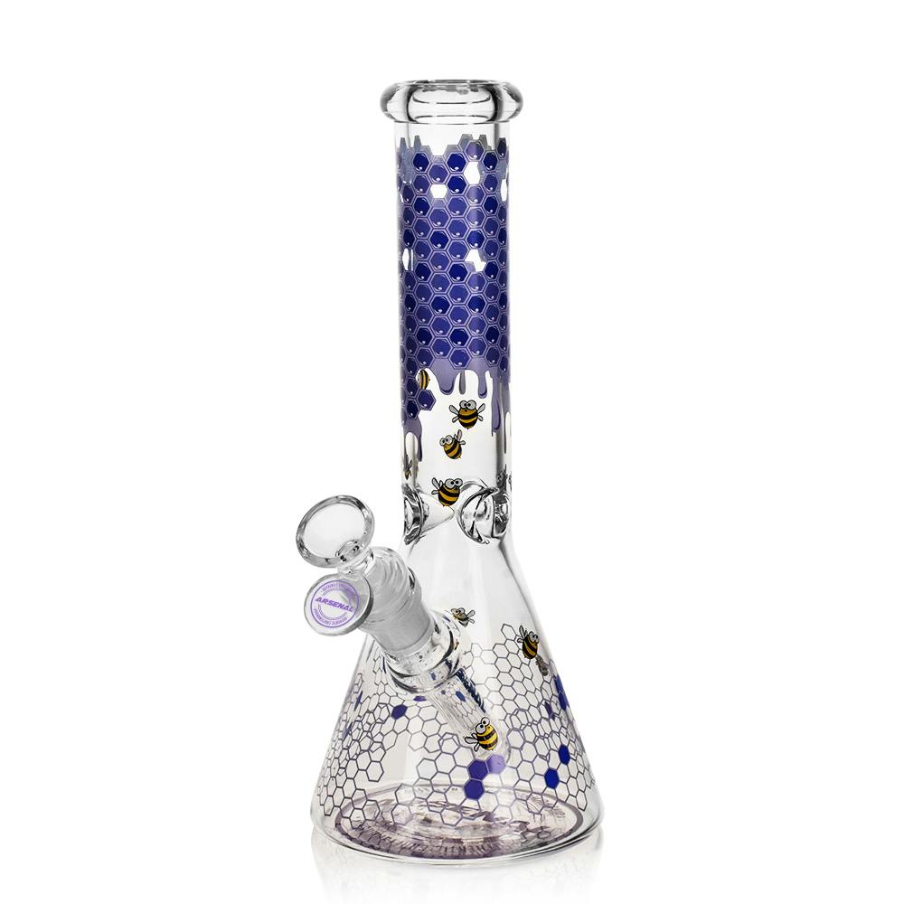 10" 5mm Arsenal Nectar Bee Glass Bong (Purple)