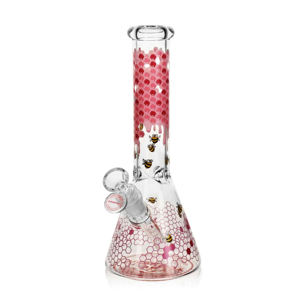10" 5mm Arsenal Nectar Bee Glass Bong (Pink)