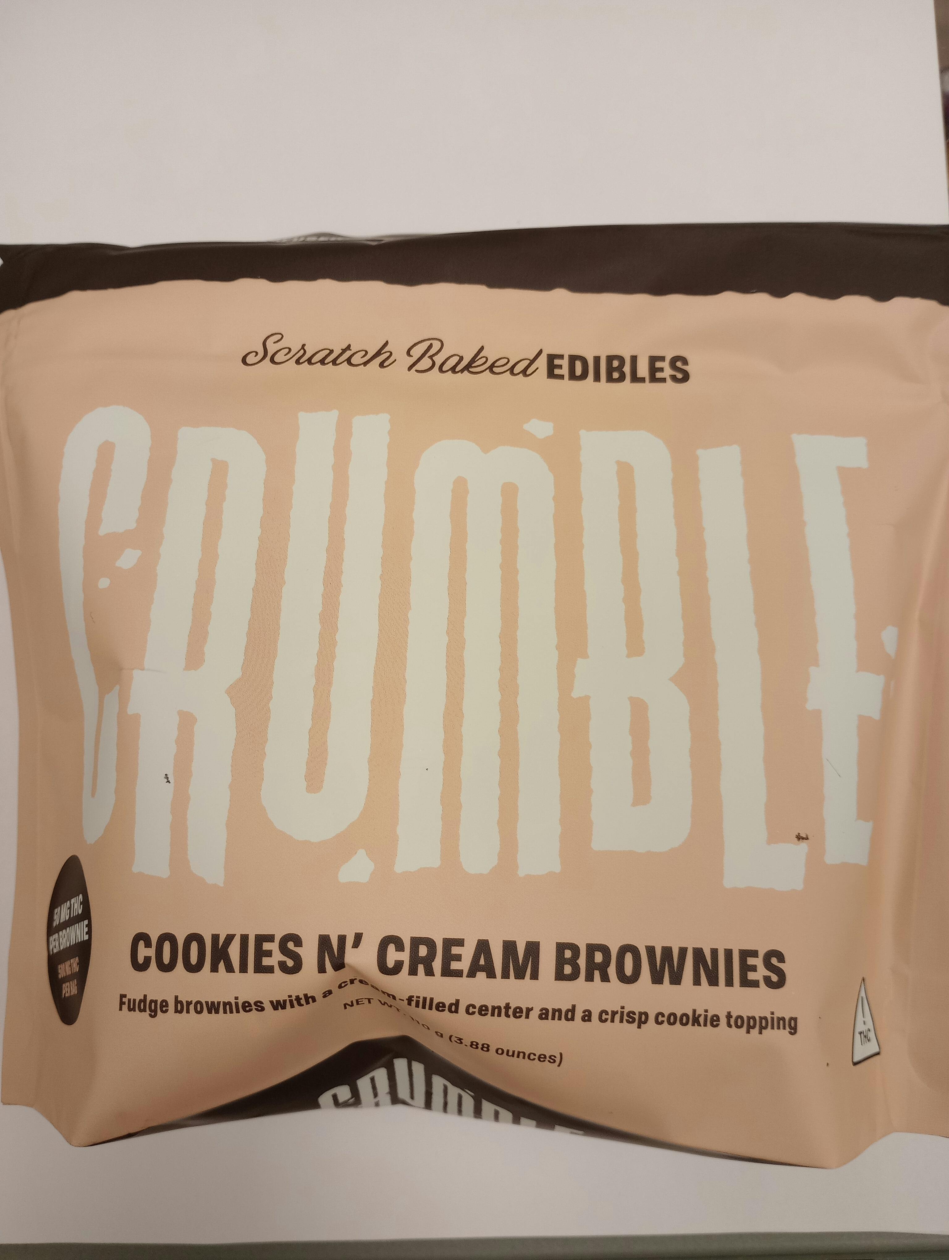 500MG HIGH DOSE| Crumble High Dose Cookies N Cream Brownies 500mg 10 Pack