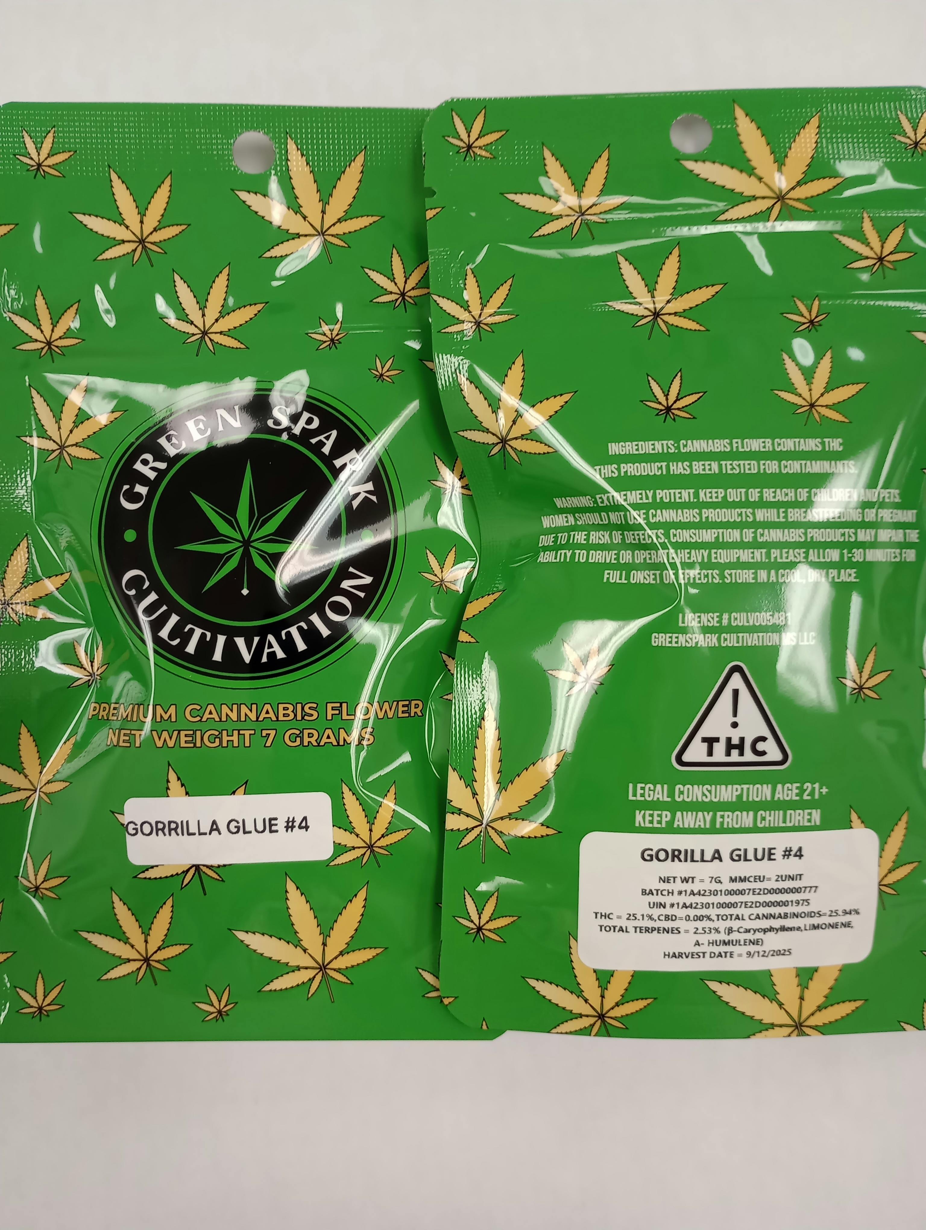 Seven Grams| 7G Flower GORILLA GLUE #4 | Green Spark