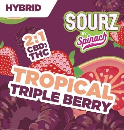 SPINACH SOURZ Tropical Triple Berry CBD:THC 2:1 5x2mg